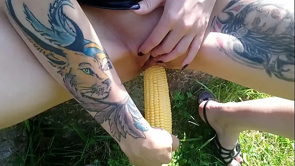 Watch Lucy Ravenblood fucking pussy with corn in public total Tube