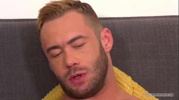 Watch Solo session with blond muscle man stroking his dick on the couch total Tube