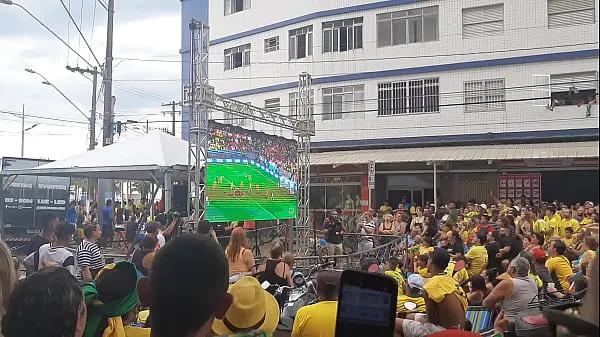 Watch The firefighter got excited and showed her breasts in Brazil's third goal total Tube